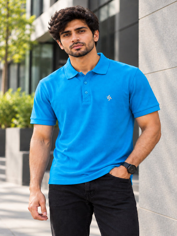 Men's Regular Fit Blue Polo T-Shirt