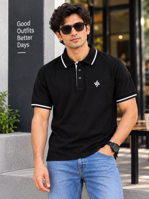 Men's Regular Fit Black Polo T-Shirt