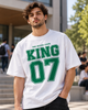 Men's White Oversized King 07 Graphic T-Shirt