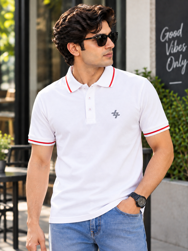 Men's Regular Fit White Polo T-Shirt