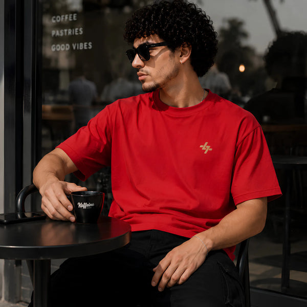 Crimson Rush Plain Oversized T-Shirt