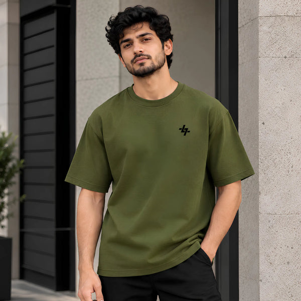 Army Green Plain Oversized T-Shirt