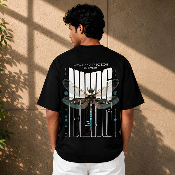 Wing Beat: Shadow Flight Black Oversized T-Shirt