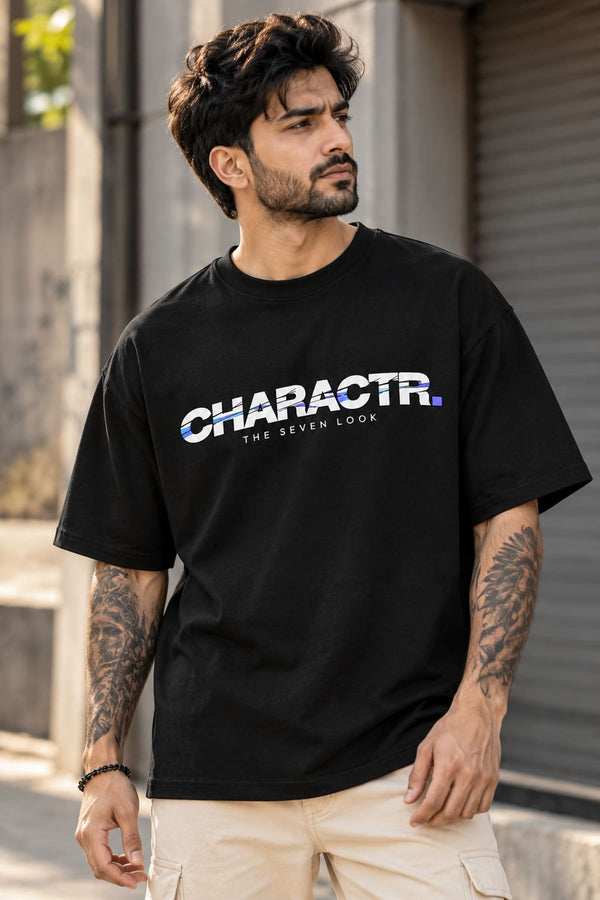 Men's Black CHARACTER T-Shirt | THE SEVEN LOOK