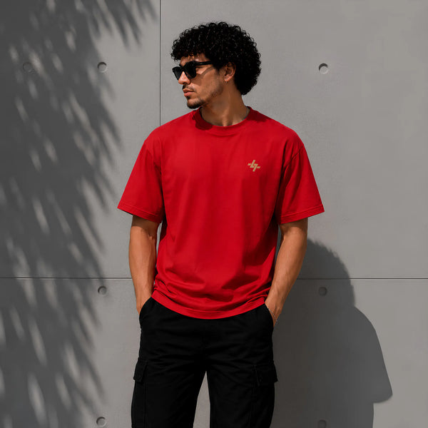 Crimson Rush Plain Oversized T-Shirt