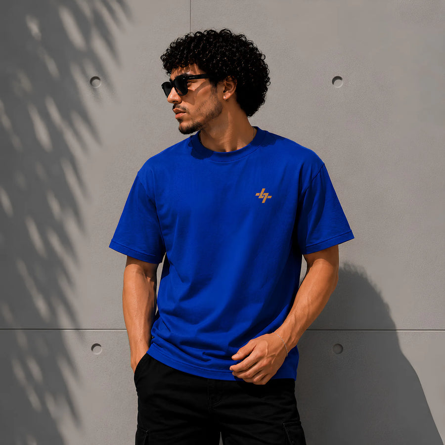 Blue Voltage Plain Oversized T-Shirt