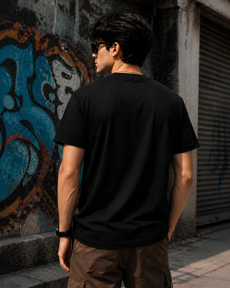 Popeye Power Black Regular Fit T-Shirt