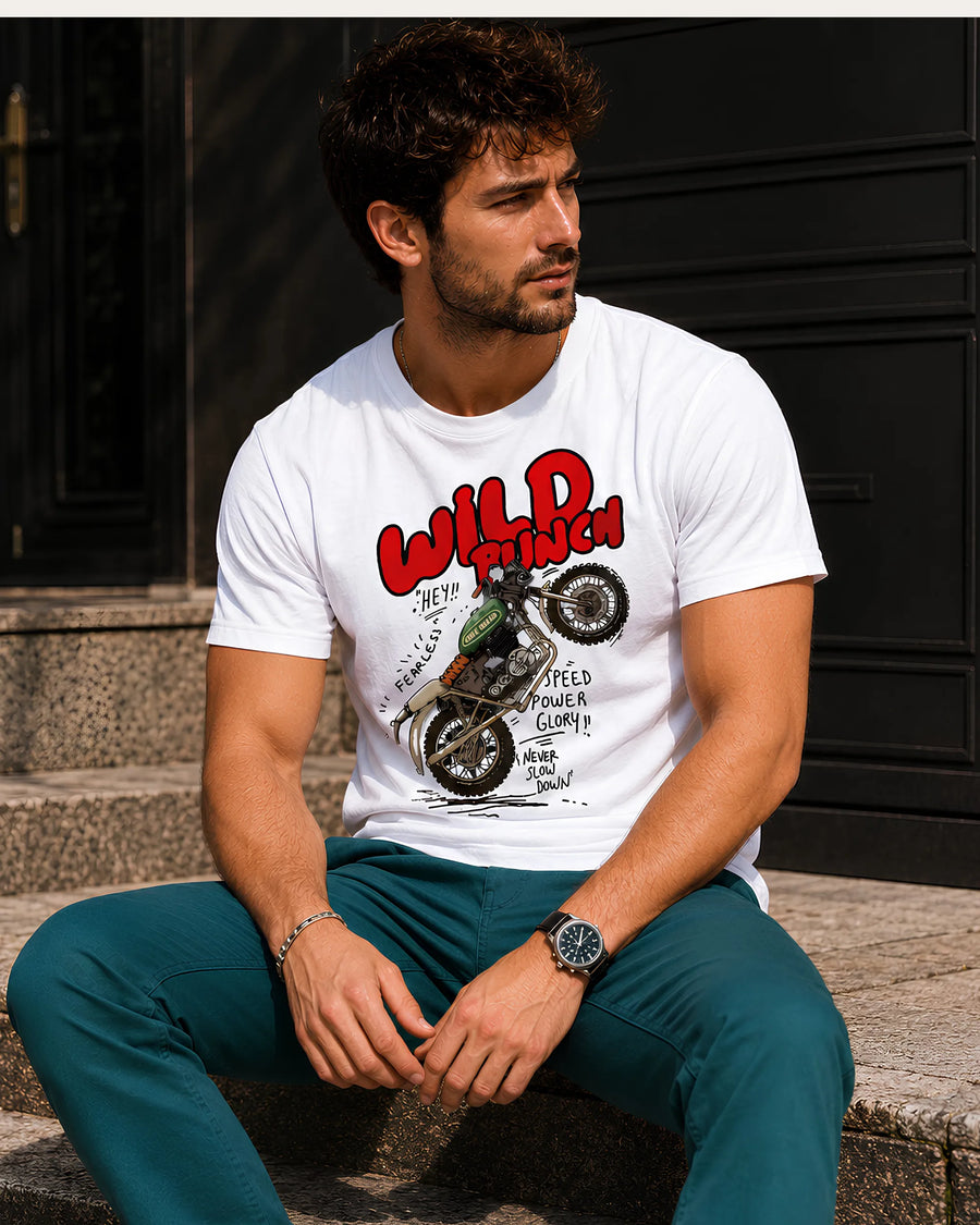 Wild Rider White Regular Fit T-Shirt