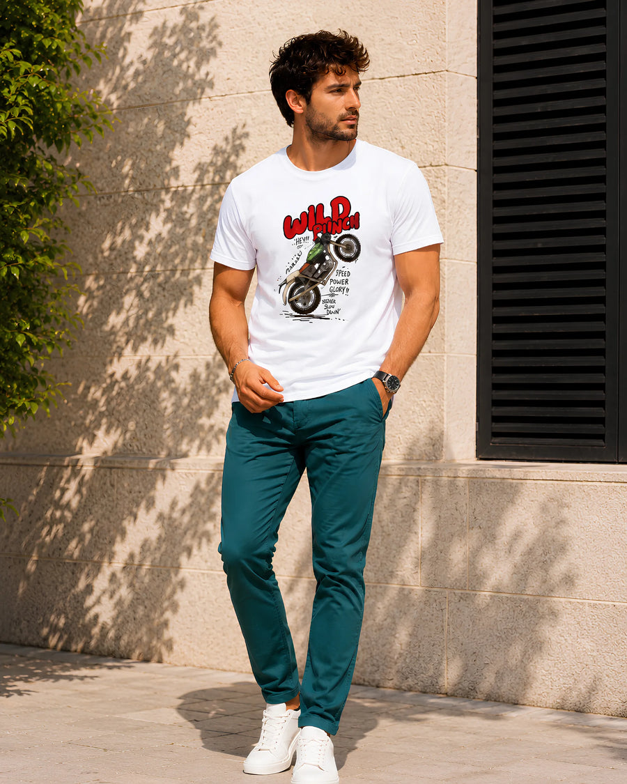 Wild Rider White Regular Fit T-Shirt