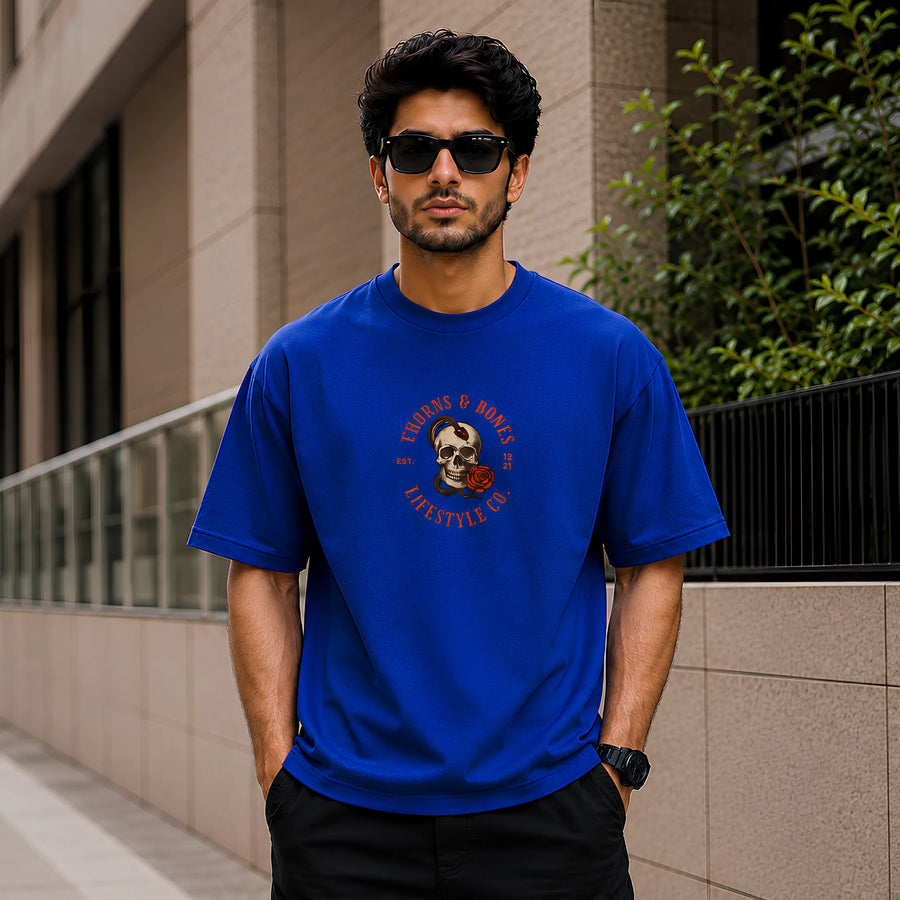 Thorns & Bones Royal Blue Oversized T-Shirt