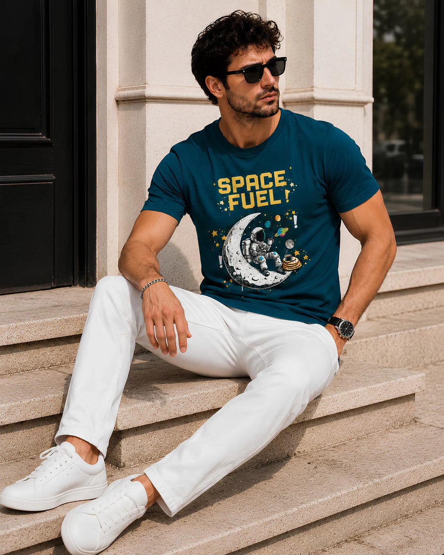 Space Fuel Petrol Blue Regular Fit T-Shirt