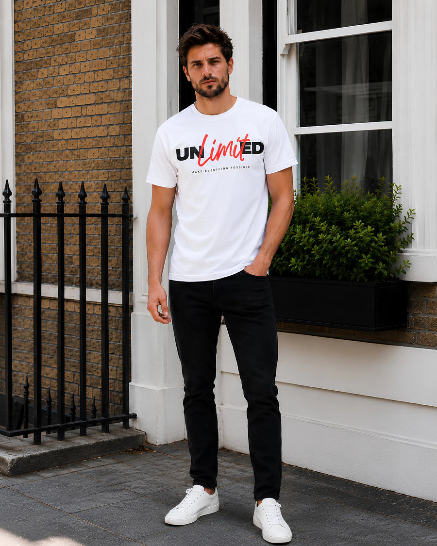 Unlimited Mind White Regular Fit T-Shirt