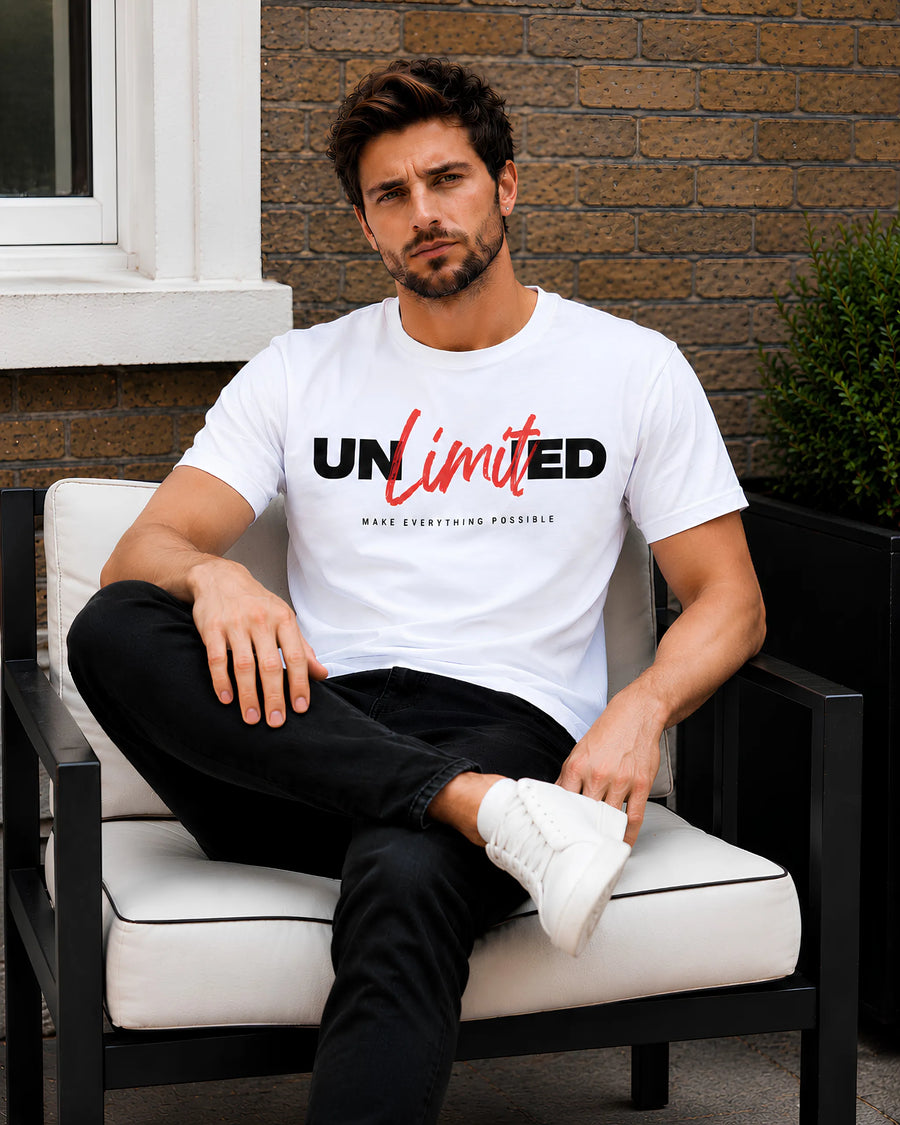 Unlimited Mind White Regular Fit T-Shirt