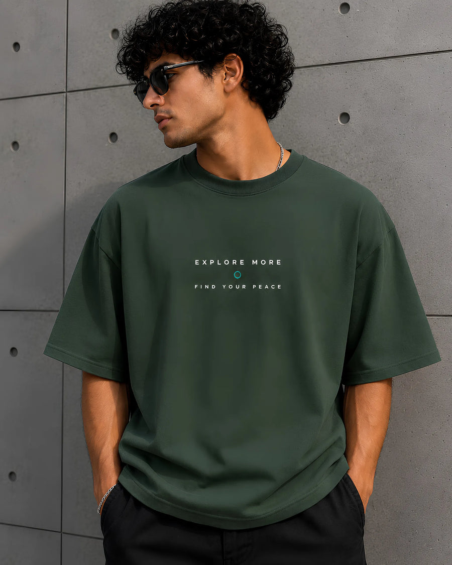 Explore More Olive Green Oversized T-Shirt
