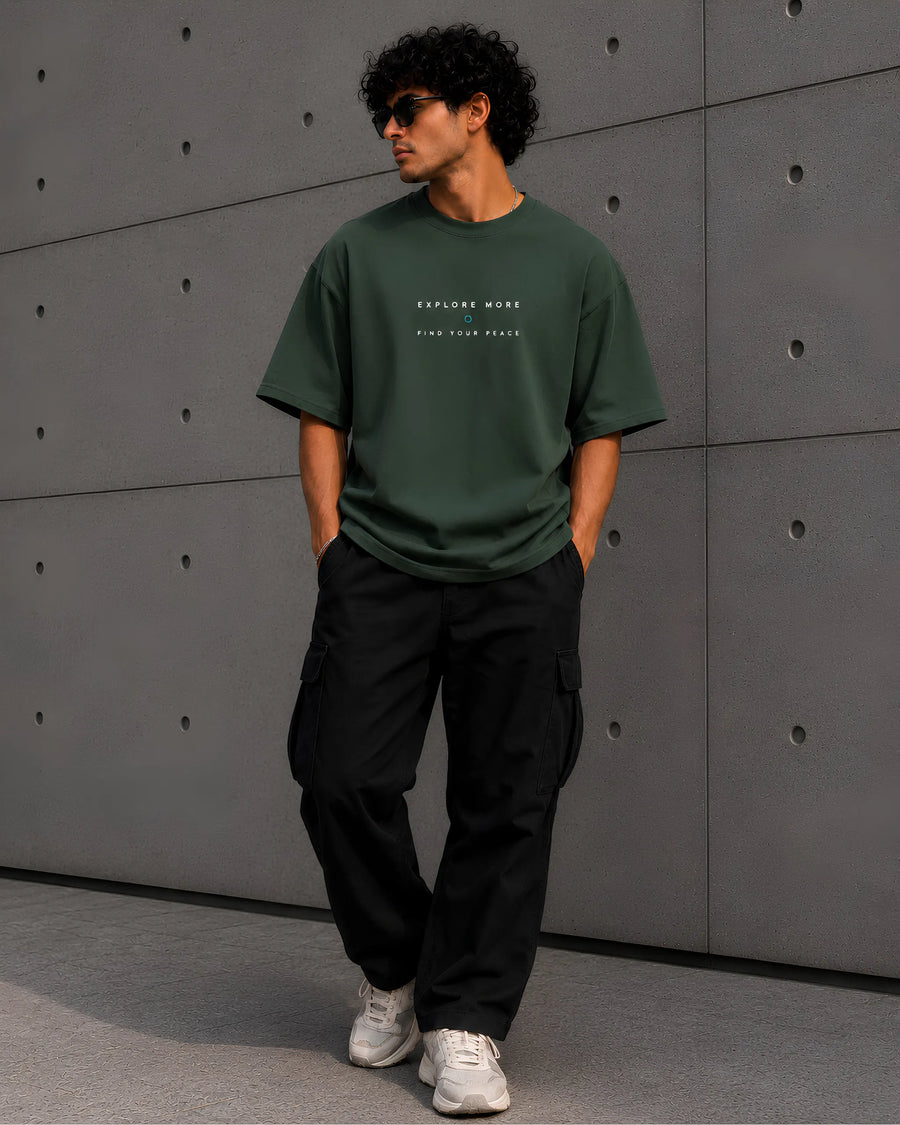 Explore More Olive Green Oversized T-Shirt