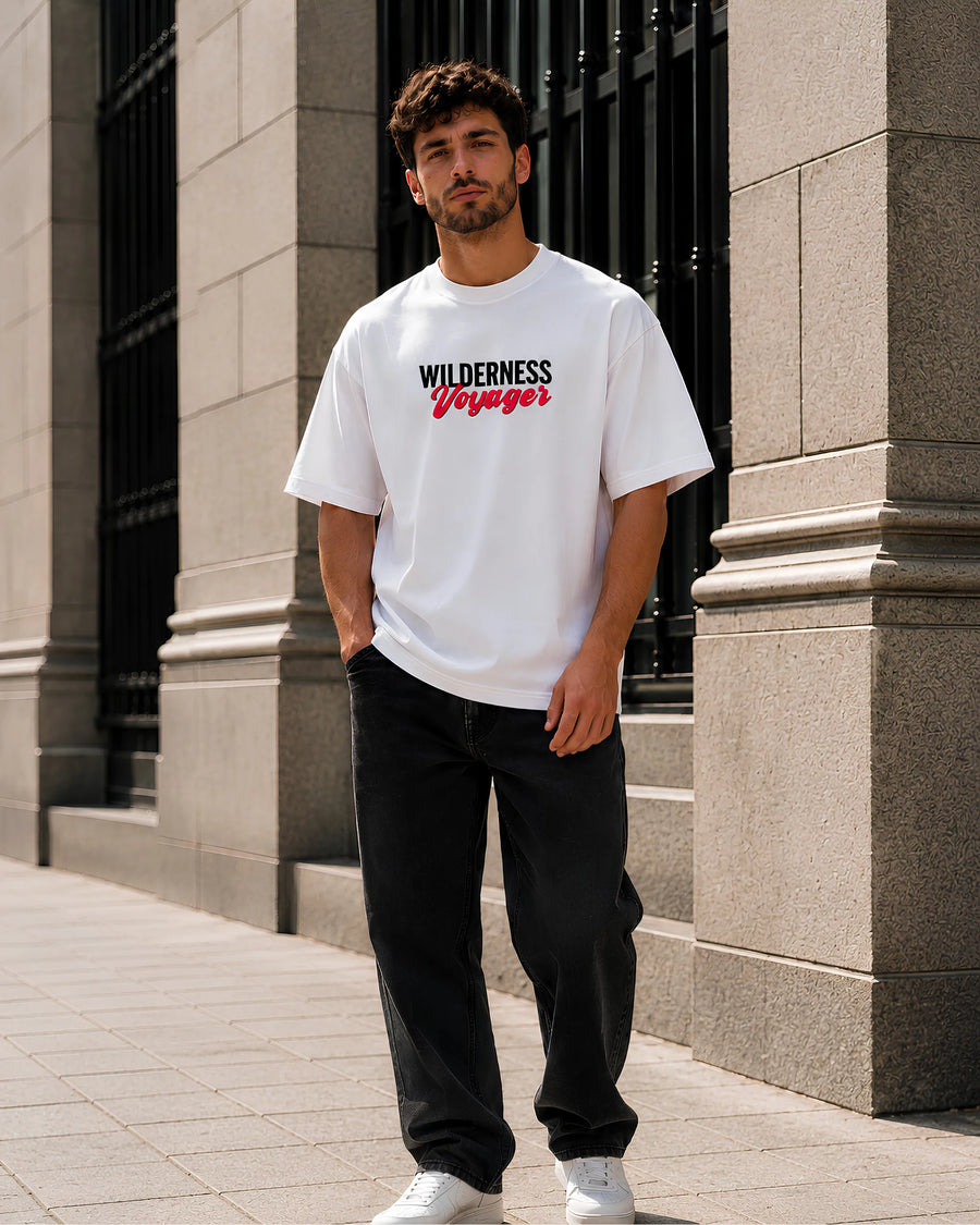 Wilderness Voyager White Oversized T-Shirt