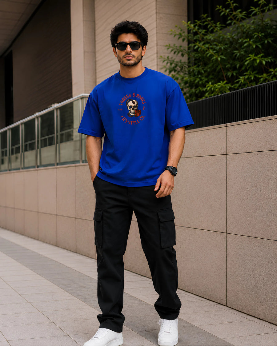 Thorns & Bones Royal Blue Oversized T-Shirt