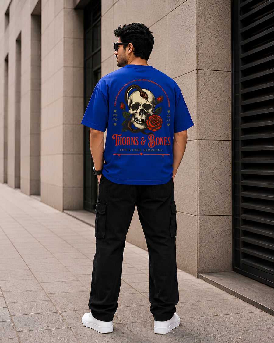 Thorns & Bones Royal Blue Oversized T-Shirt