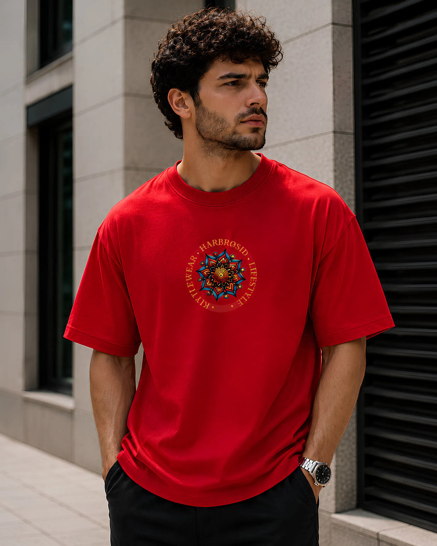 Cosmic Universe Red Oversized T-Shirt