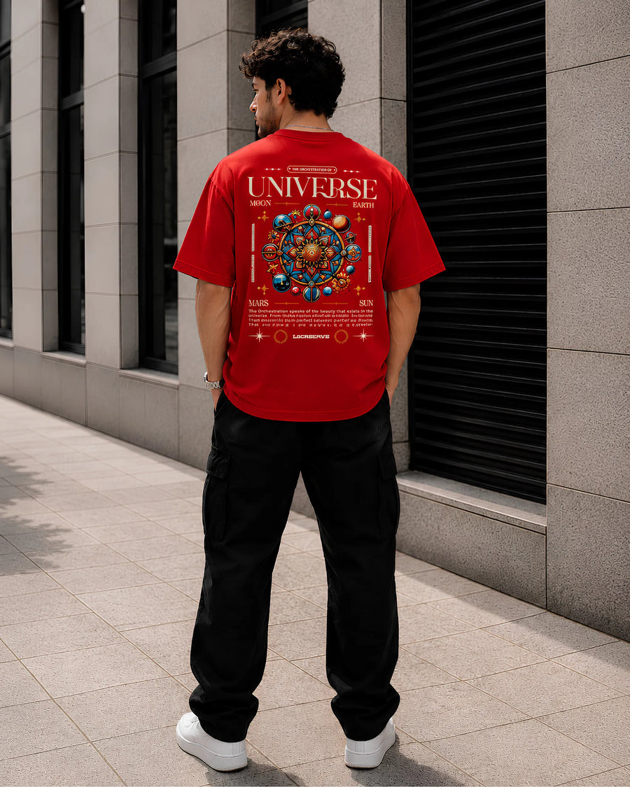 Cosmic Universe Red Oversized T-Shirt