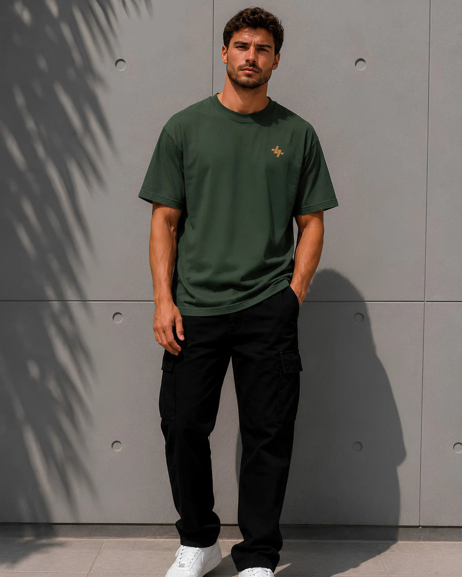 Summit Olive Green Plain Oversized T-Shirt