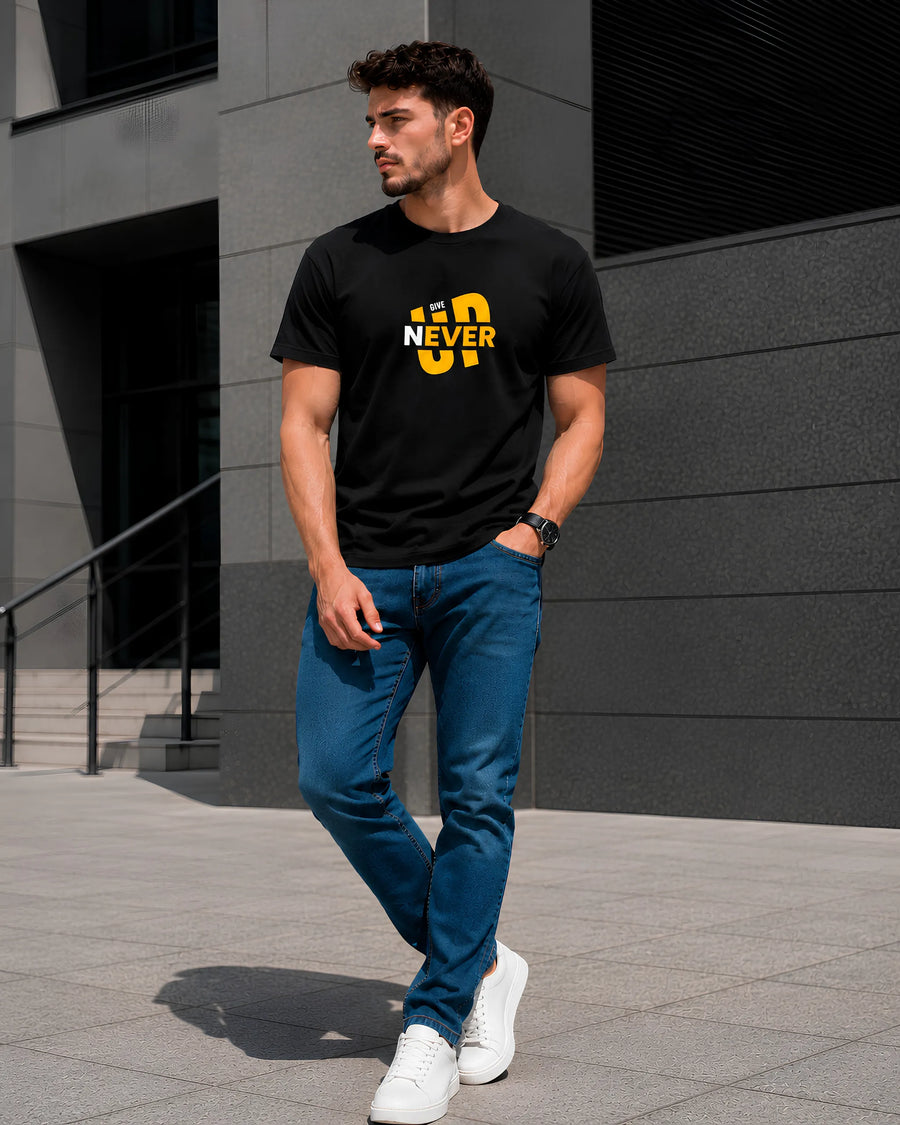 Never Give Up Regular Fit T-Shirt