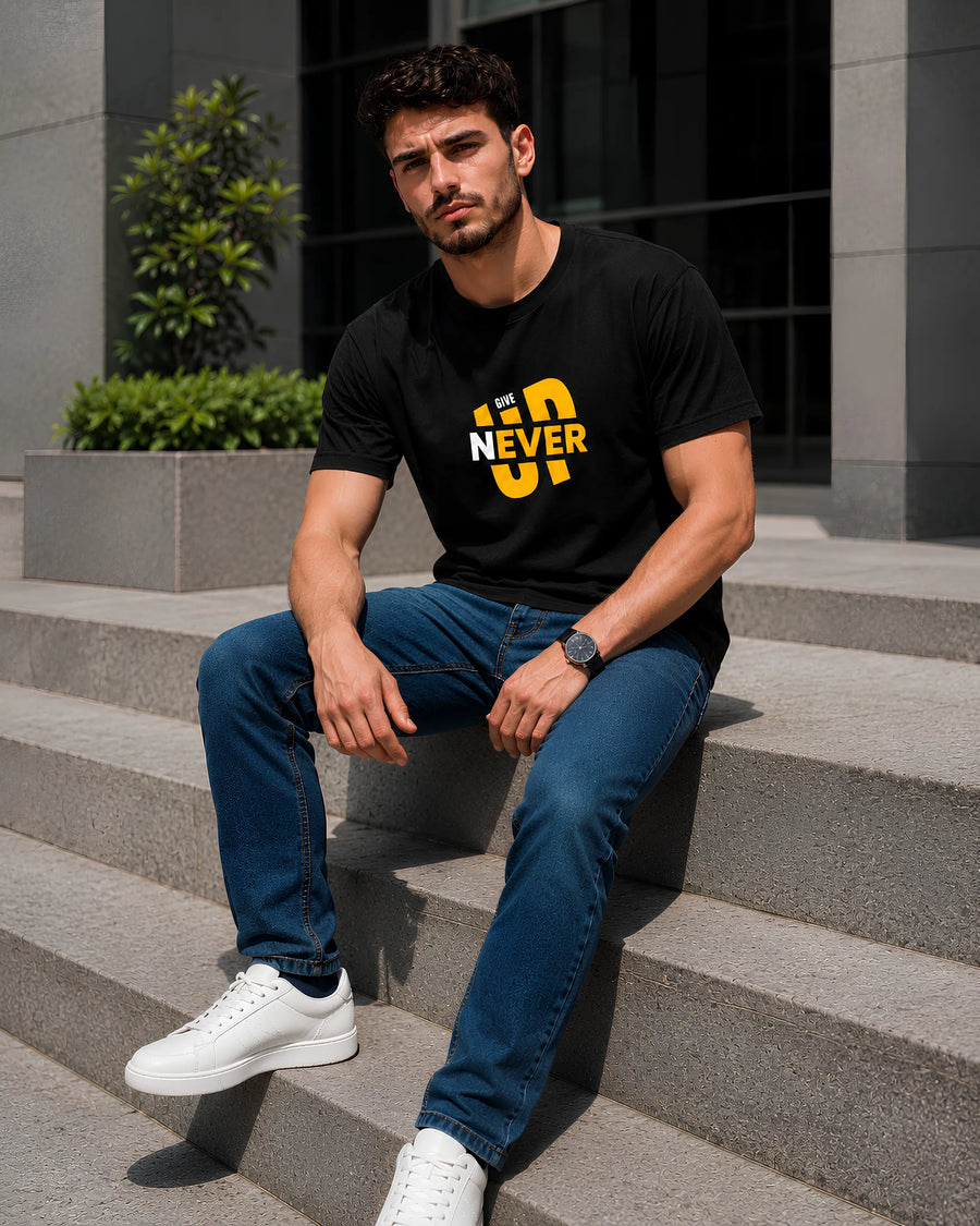 Never Give Up Regular Fit T-Shirt