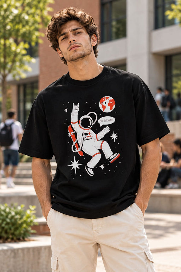 Men's Black Space Walk Graphic T-Shirt