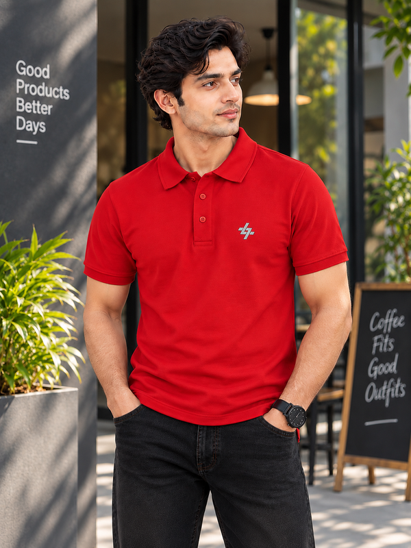 Men's Regular Fit Red Polo T-Shirt