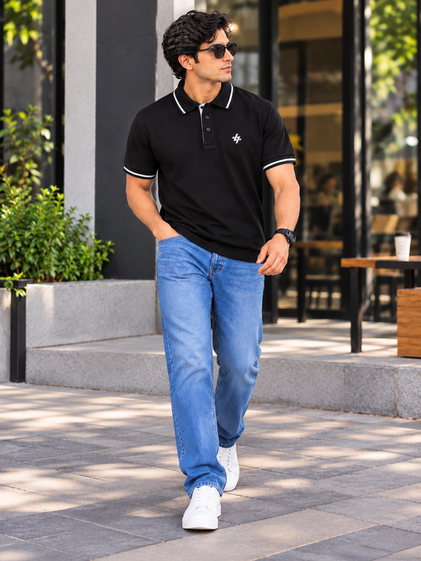 Men's Regular Fit Black Polo T-Shirt