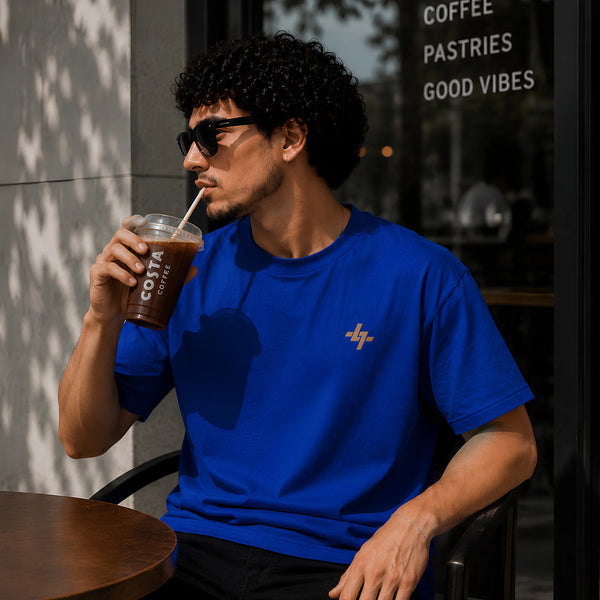 Blue Voltage Plain Oversized T-Shirt
