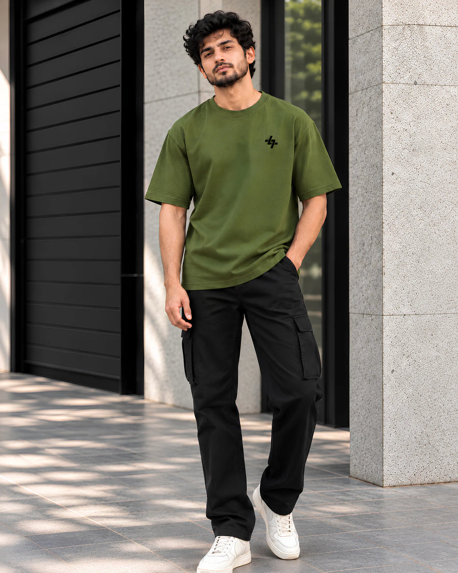 Army Green Plain Oversized T-Shirt