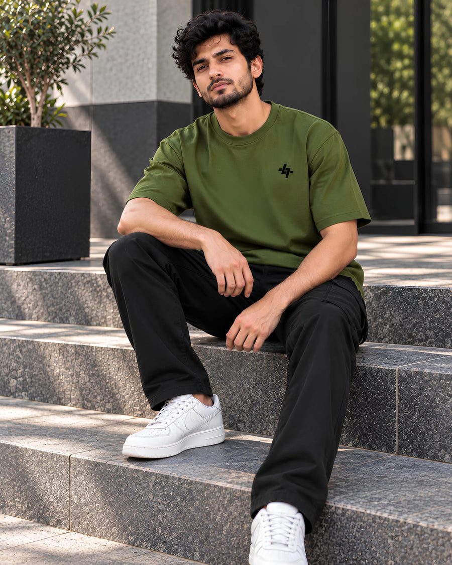 Army Green Plain Oversized T-Shirt