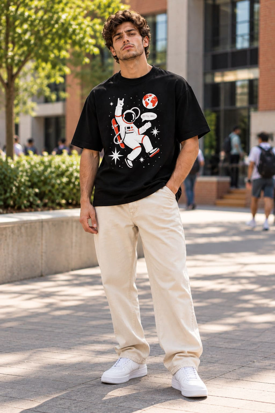 Men's Black Space Walk Graphic T-Shirt