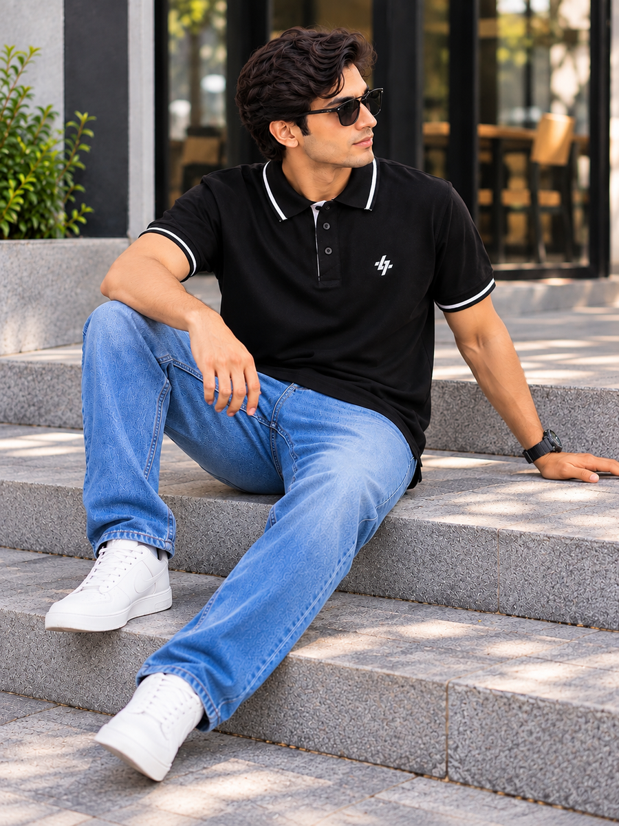Men's Regular Fit Black Polo T-Shirt