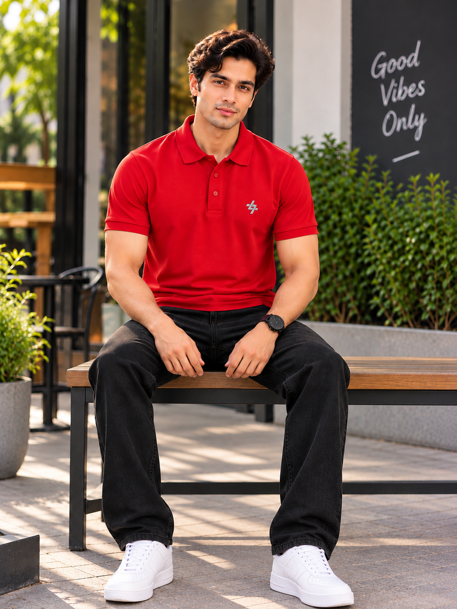 Men's Regular Fit Red Polo T-Shirt