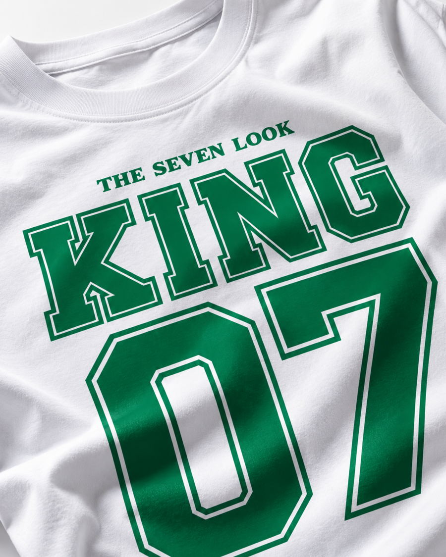 Men's White Oversized King 07 Graphic T-Shirt