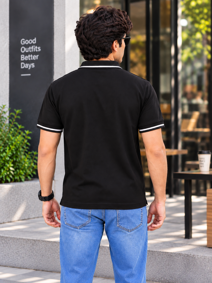 Men's Regular Fit Black Polo T-Shirt