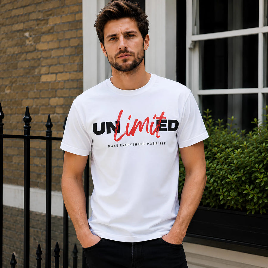 Unlimited Mind White Regular Fit T-Shirt