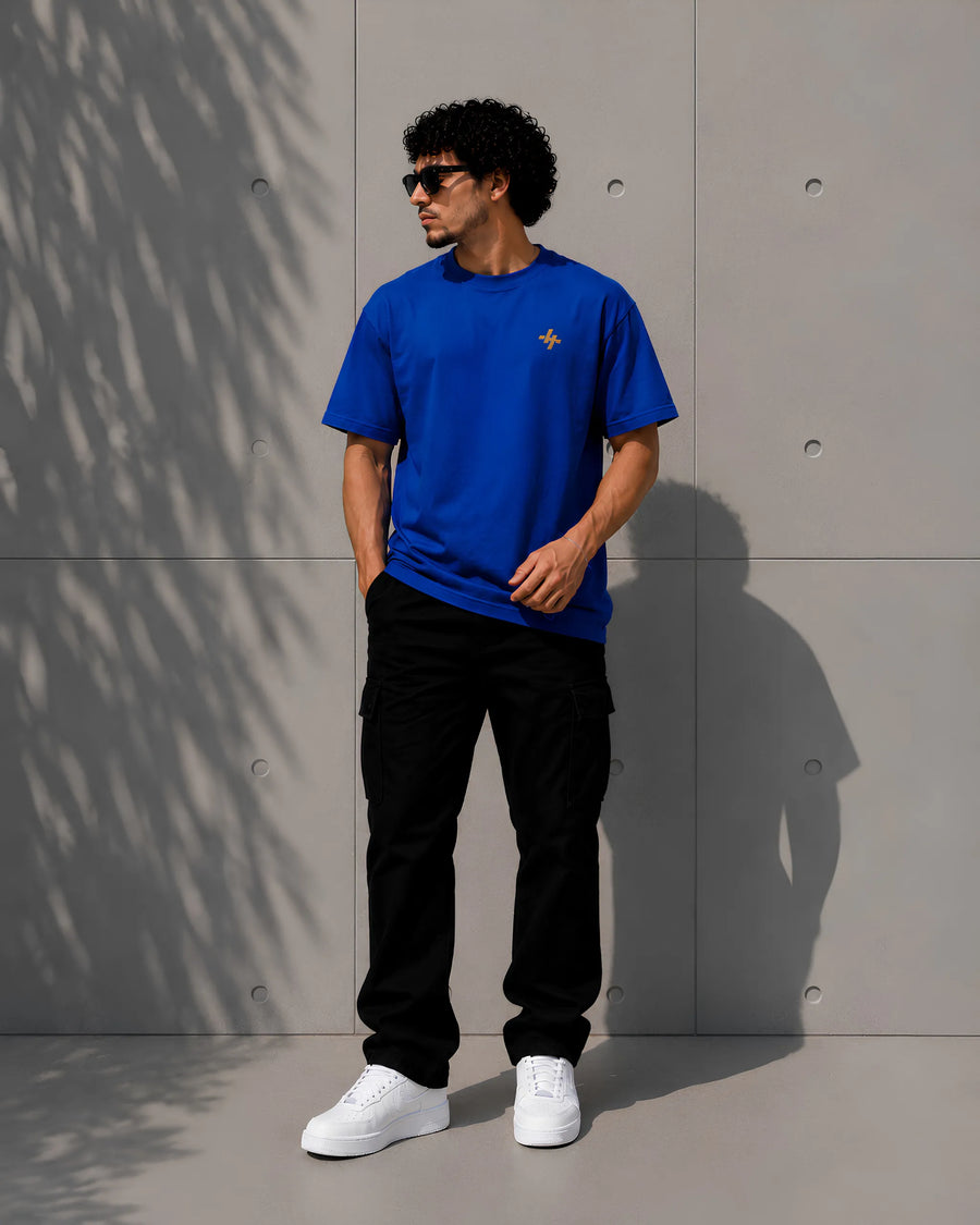 Blue Voltage Plain Oversized T-Shirt
