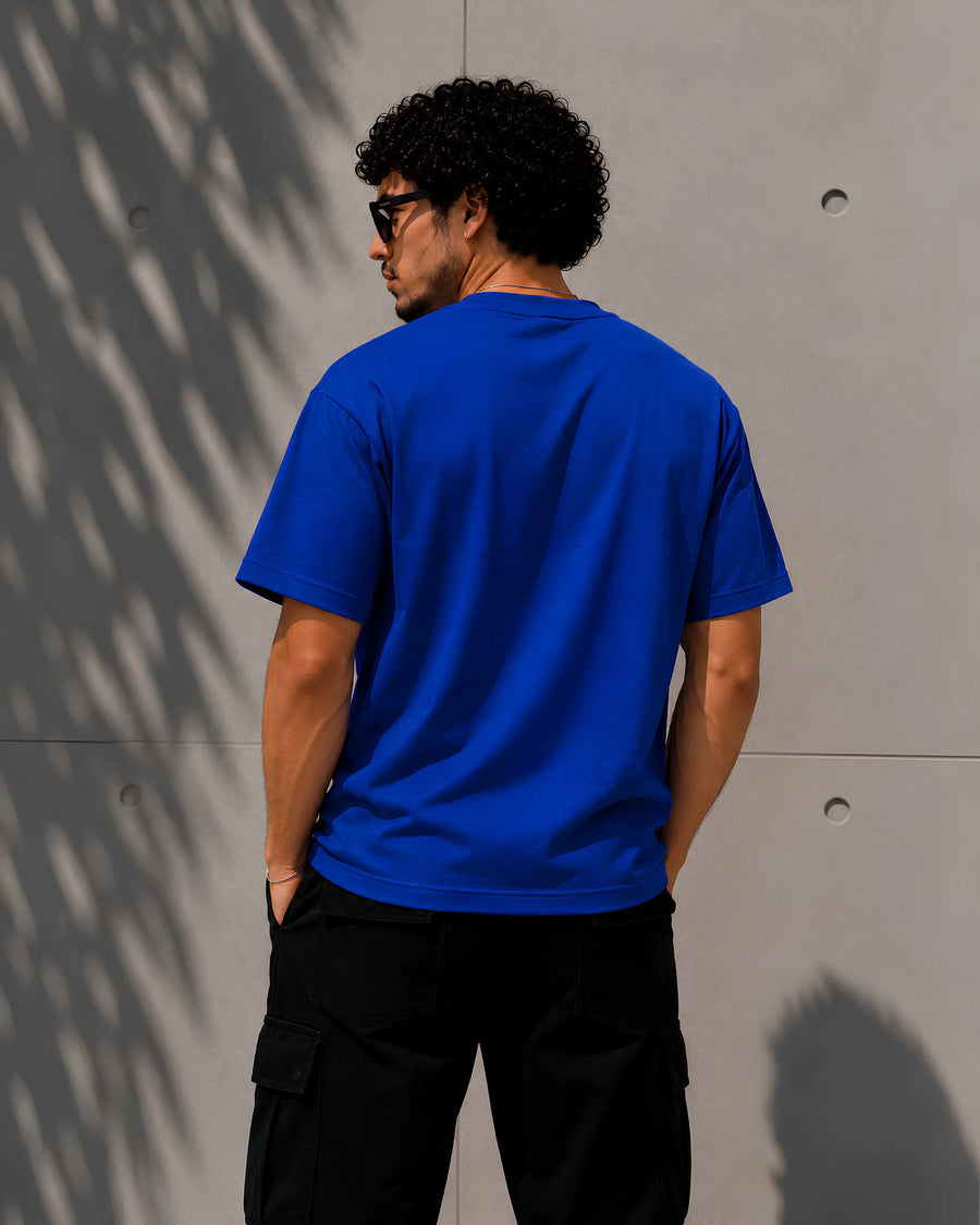 Blue Voltage Plain Oversized T-Shirt
