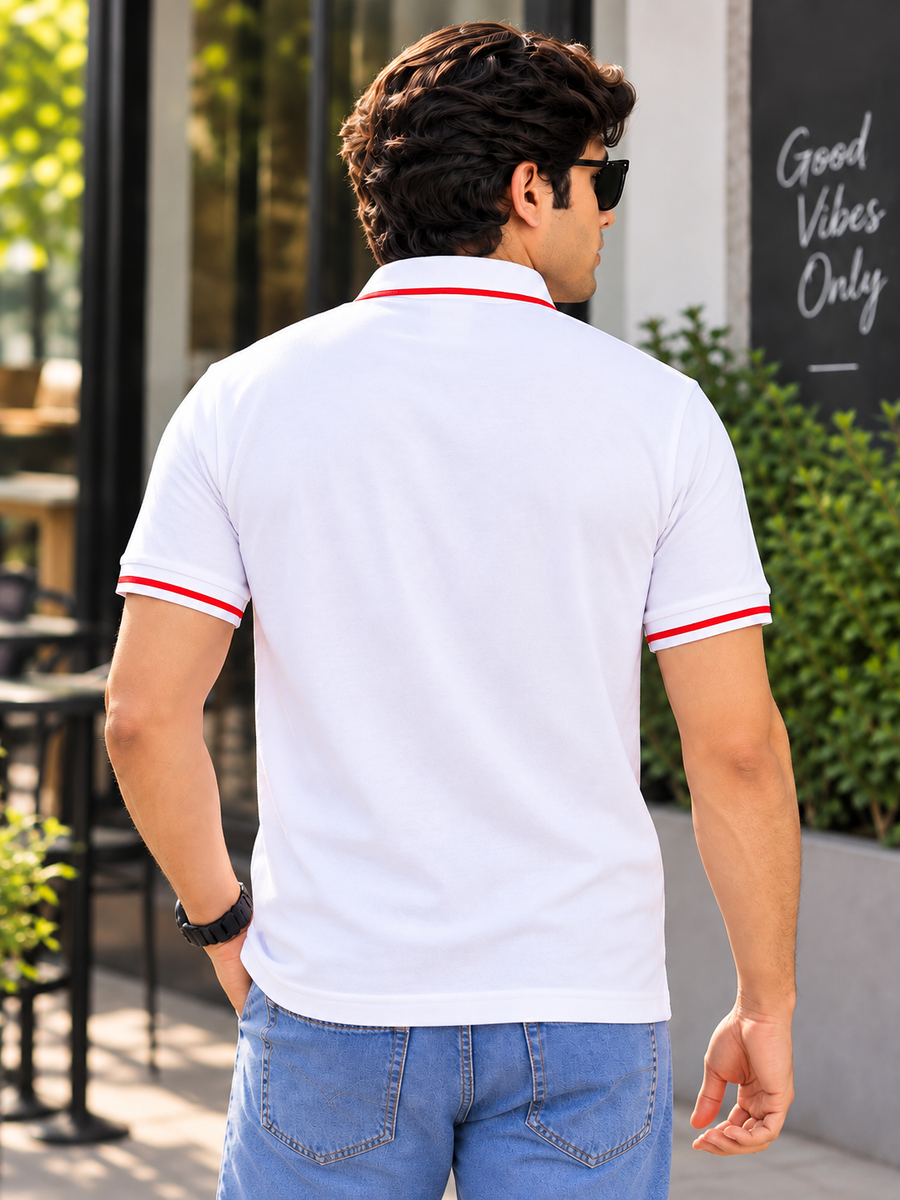 Men's Regular Fit White Polo T-Shirt
