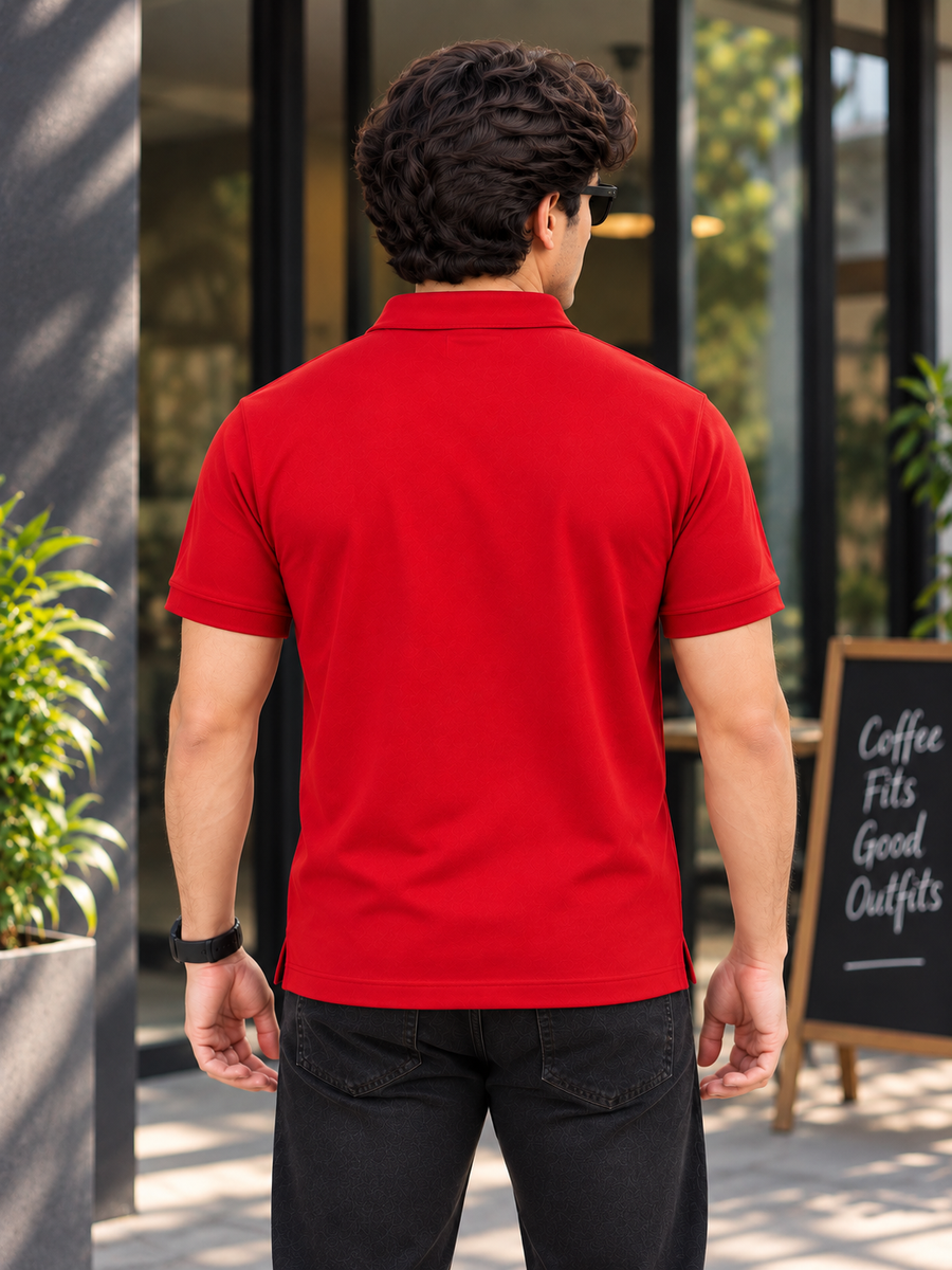 Men's Regular Fit Red Polo T-Shirt