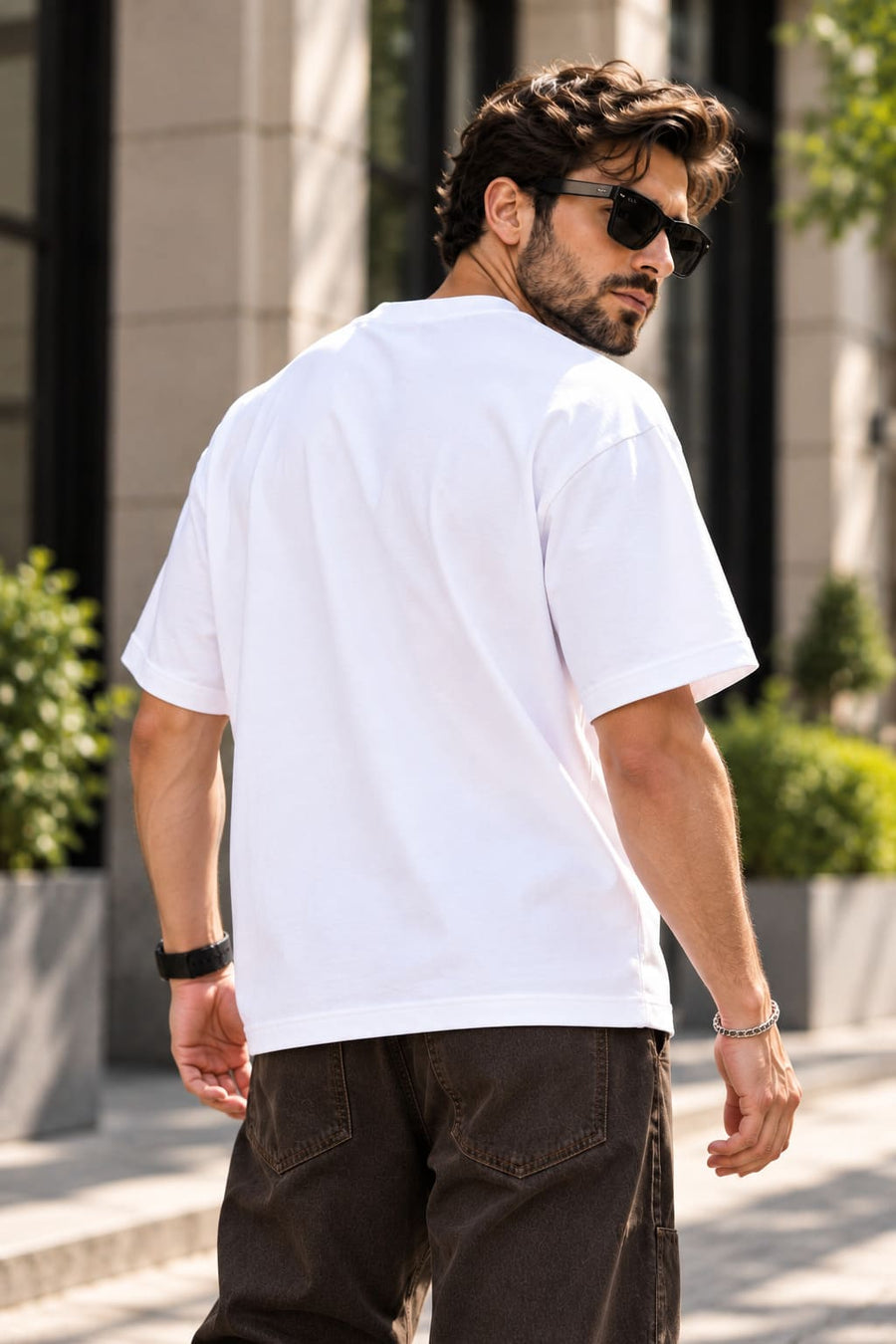 Men's White Oversized Stay Real T-Shirt