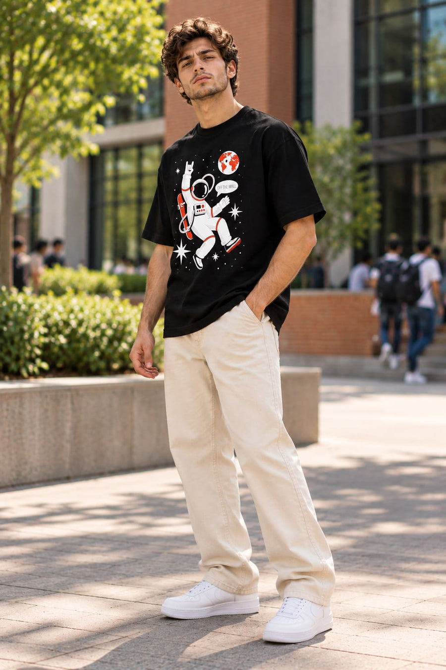 Men's Black Space Walk Graphic T-Shirt