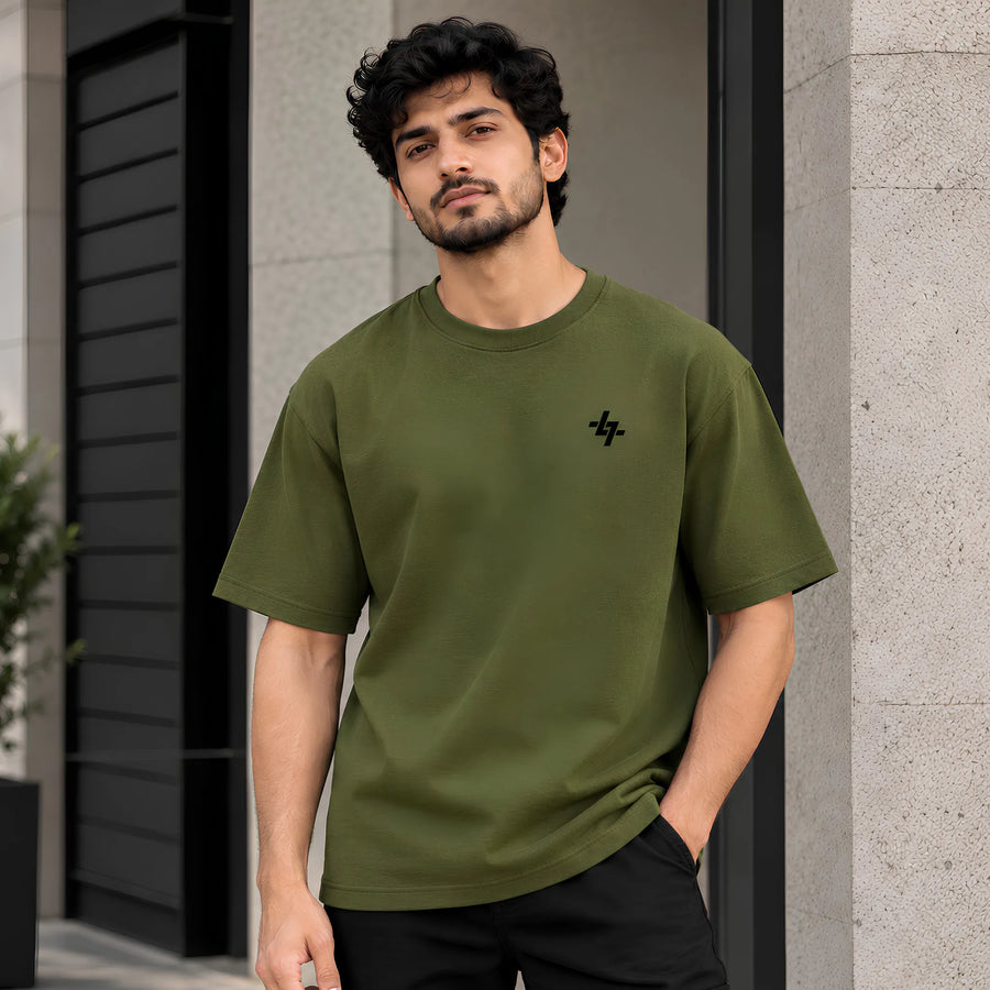 Army Green Plain Oversized T-Shirt