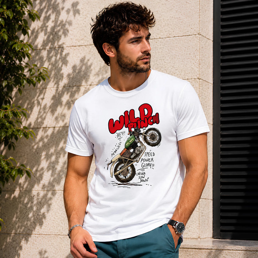 Wild Rider White Regular Fit T-Shirt