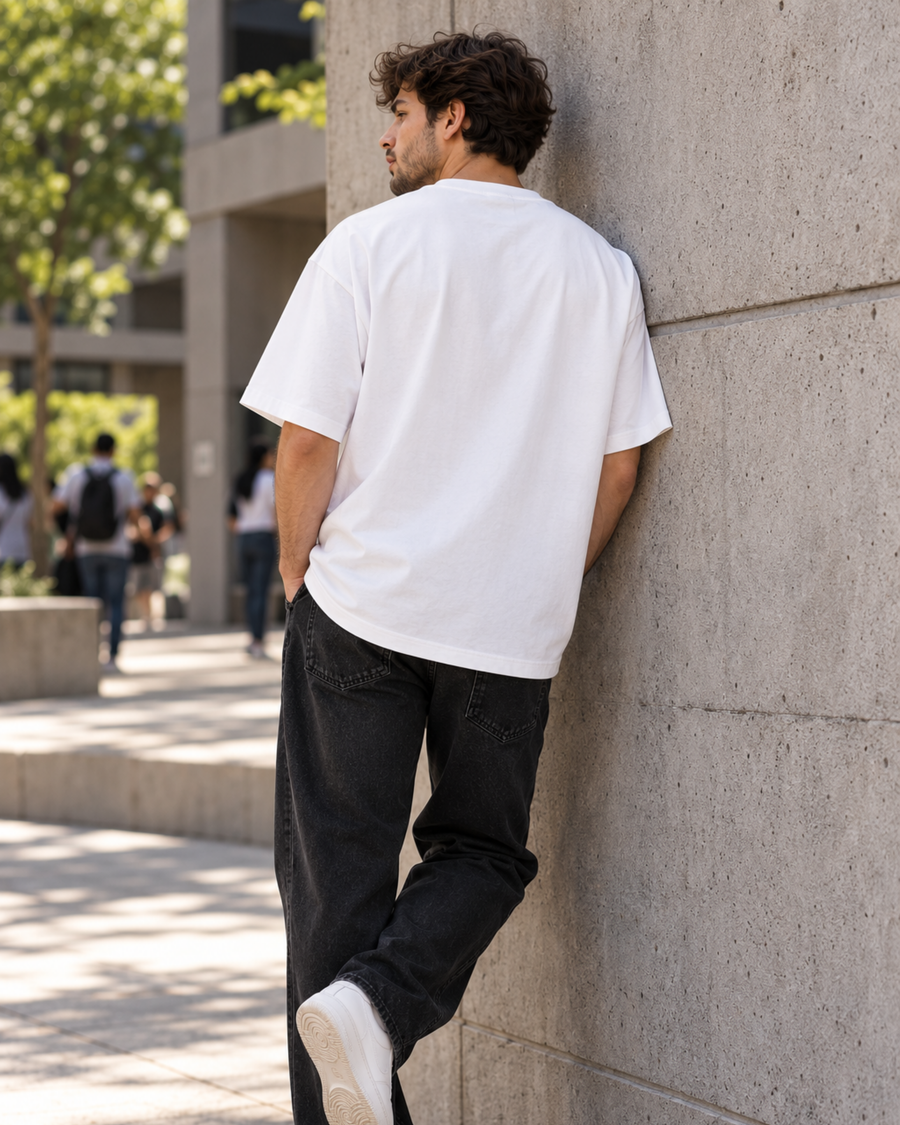 Men's White Oversized King 07 Graphic T-Shirt