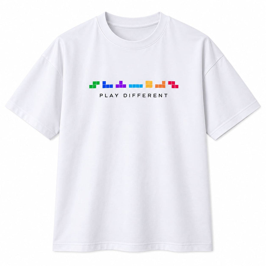 Men's White Oversized Play Different T-Shirt