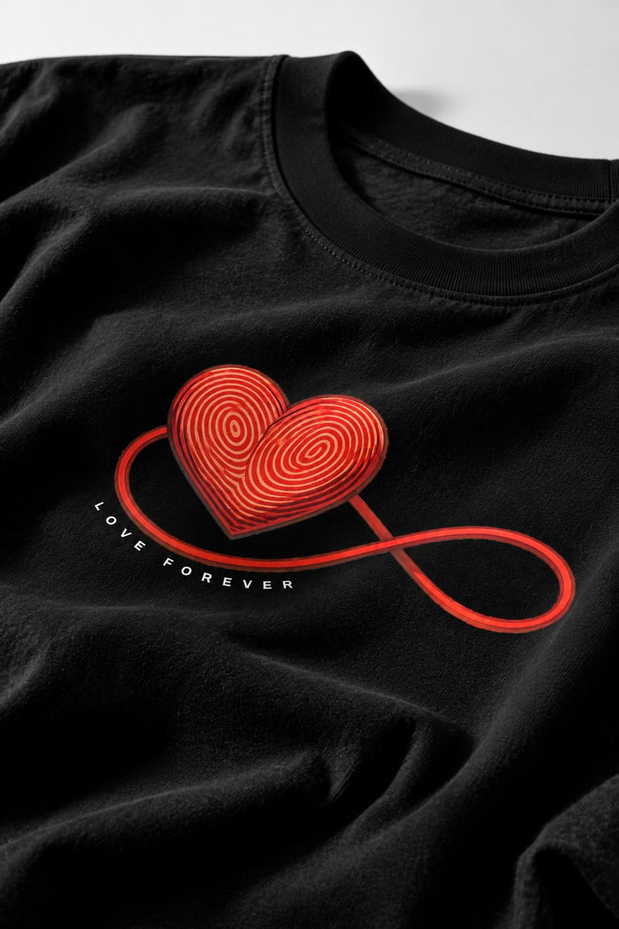 Men's Black Oversized Love Forever Graphic T-Shirt